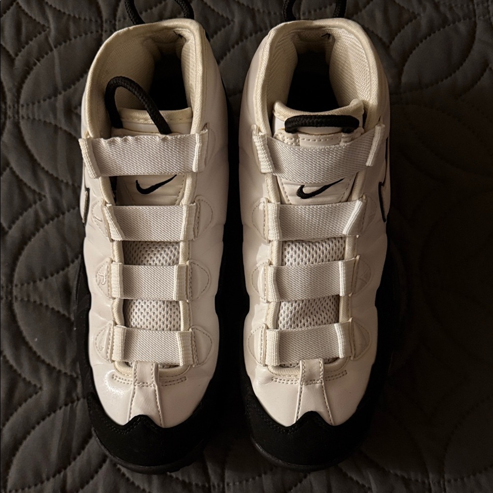 Youth Black and White High-Top Sneakers with Teal Accent